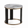 Besy Side End Table | 24" White Faux Marble | Gold Ring Base | Black