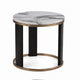Besy Side End Table | 24" White Faux Marble | Gold Ring Base | Black
