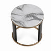 Besy Side End Table | 24" White Faux Marble | Gold Ring Base | Black