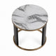 Besy Side End Table | 24" White Faux Marble | Gold Ring Base | Black