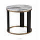 Besy Side End Table | 24" White Faux Marble | Gold Ring Base | Black