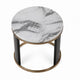 Besy Side End Table | 24" White Faux Marble | Gold Ring Base | Black