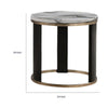 Besy Side End Table | 24" White Faux Marble | Gold Ring Base | Black