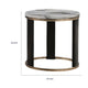 Besy Side End Table | 24" White Faux Marble | Gold Ring Base | Black