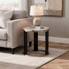 Besy Side End Table | 24" White Faux Marble | Gold Ring Base | Black