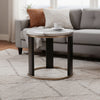 Besy Side End Table | 24" White Faux Marble | Gold Ring Base | Black