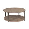 Jesy Coffee Table | 43" Round Top with Lower Shelf | Natural Brown