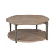 Jesy Coffee Table | 43" Round Top with Lower Shelf | Natural Brown
