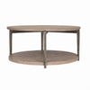 Jesy Coffee Table | 43" Round Top with Lower Shelf | Natural Brown