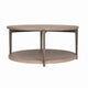 Jesy Coffee Table | 43" Round Top with Lower Shelf | Natural Brown