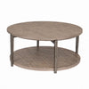 Jesy Coffee Table | 43" Round Top with Lower Shelf | Natural Brown