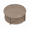 Jesy Coffee Table | 43" Round Top with Lower Shelf | Natural Brown