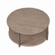 Jesy Coffee Table | 43" Round Top with Lower Shelf | Natural Brown