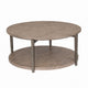 Jesy Coffee Table | 43" Round Top with Lower Shelf | Natural Brown