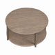 Jesy Coffee Table | 43" Round Top with Lower Shelf | Natural Brown