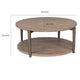 Jesy Coffee Table | 43" Round Top with Lower Shelf | Natural Brown