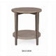 Jesy Side End Table | 27" Round Top | Lower Shelf | Natural Brown