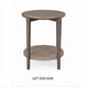 Jesy Side End Table | 27" Round Top | Lower Shelf | Natural Brown