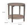 Jesy Side End Table | 27" Round Top | Lower Shelf | Natural Brown