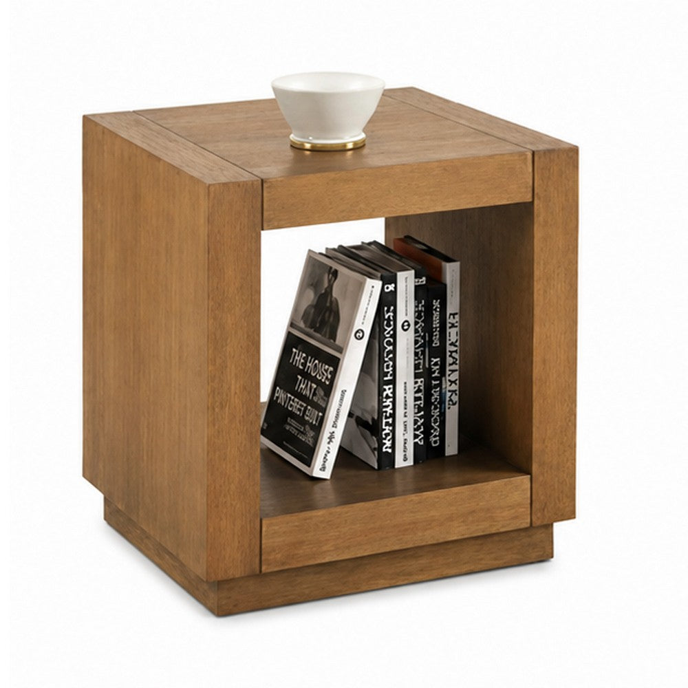 Dane Side End Table | 20" Cubic | Open Shelf | Medium Oak Brown