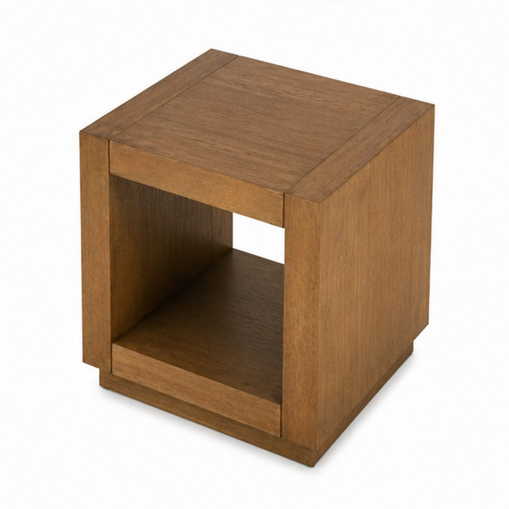 Dane Side End Table | 20" Cubic | Open Shelf | Medium Oak Brown