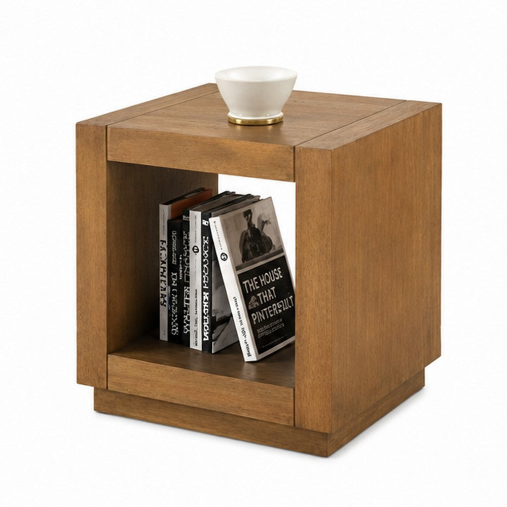 Dane Side End Table | 20" Cubic | Open Shelf | Medium Oak Brown