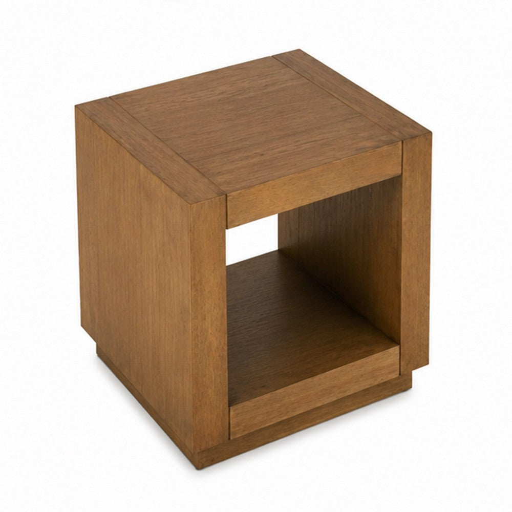 Dane Side End Table | 20" Cubic | Open Shelf | Medium Oak Brown