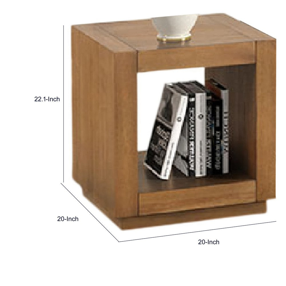 Dane Side End Table | 20" Cubic | Open Shelf | Medium Oak Brown