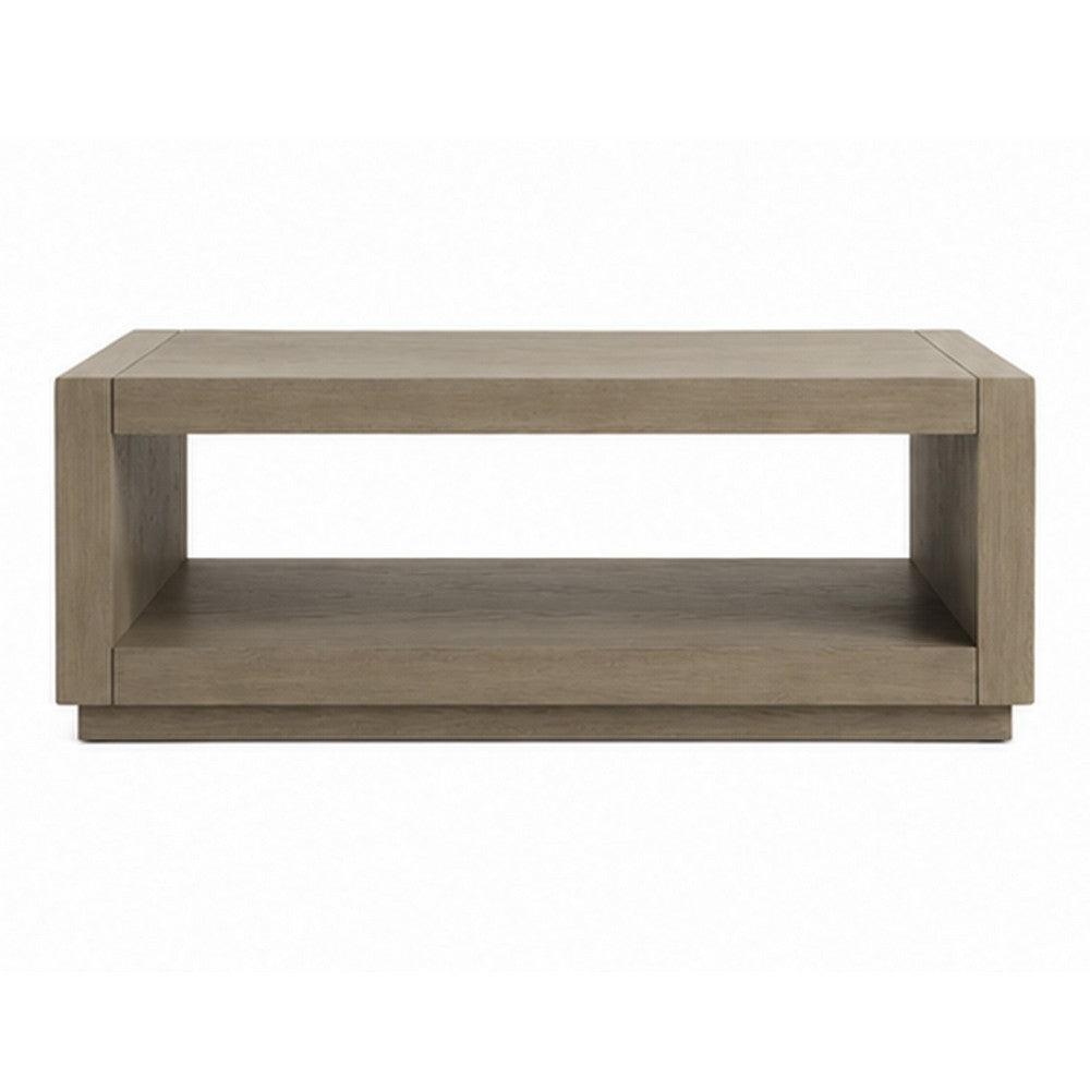 Dane Coffee Table | 48" Cubic | Open Shelf | Natural Oak Gray Finish