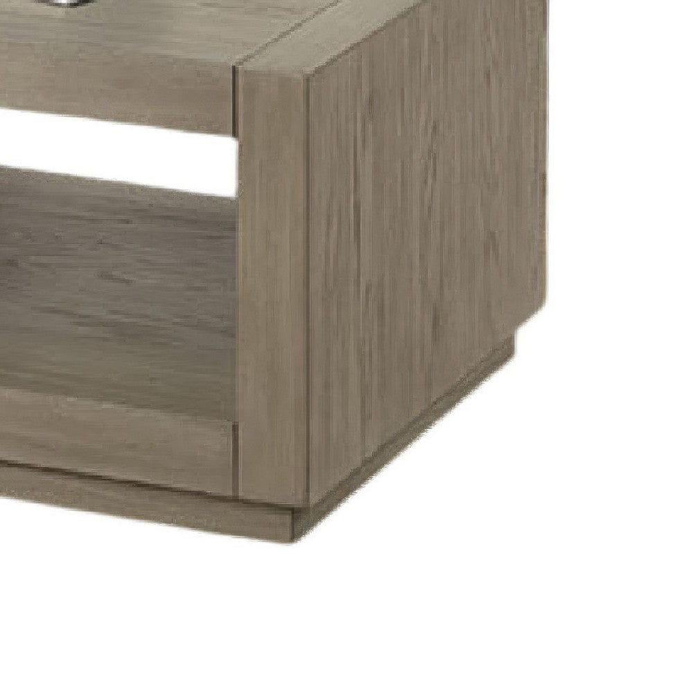 Dane Coffee Table | 48" Cubic | Open Shelf | Natural Oak Gray Finish