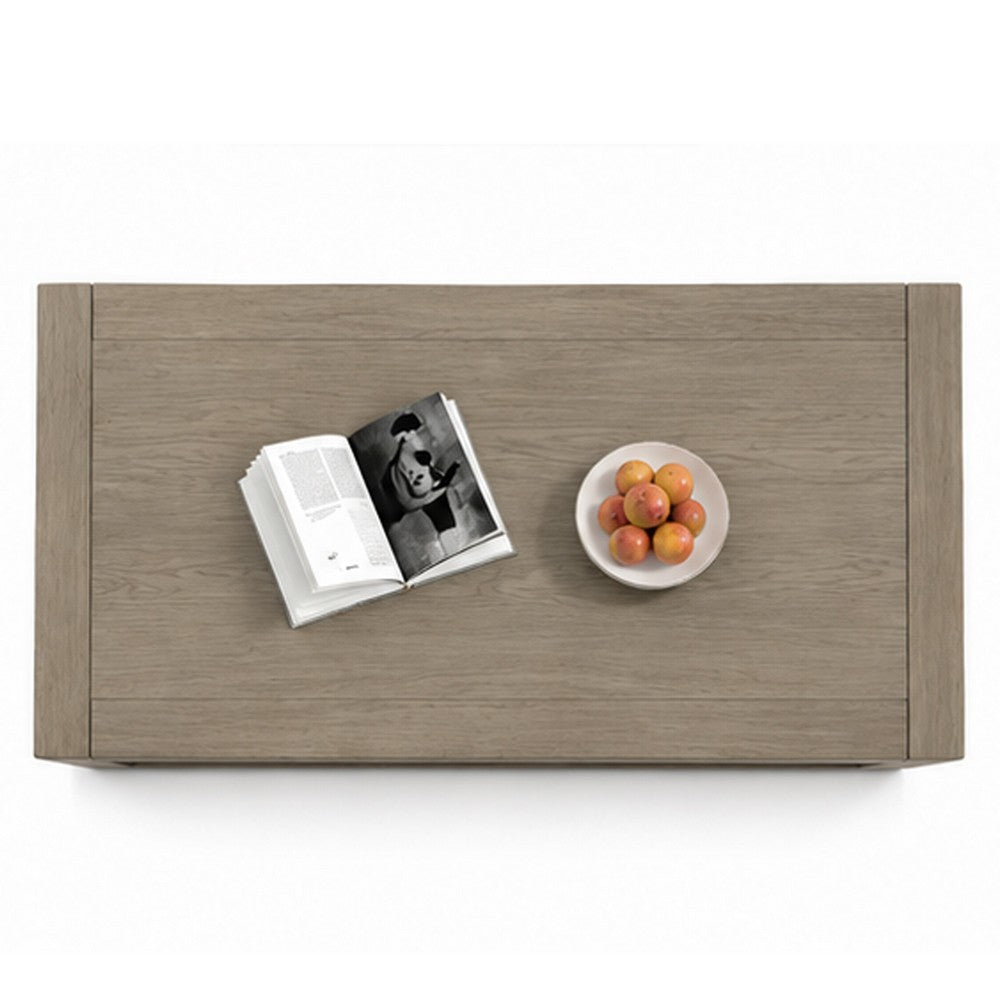 Dane Coffee Table | 48" Cubic | Open Shelf | Natural Oak Gray Finish