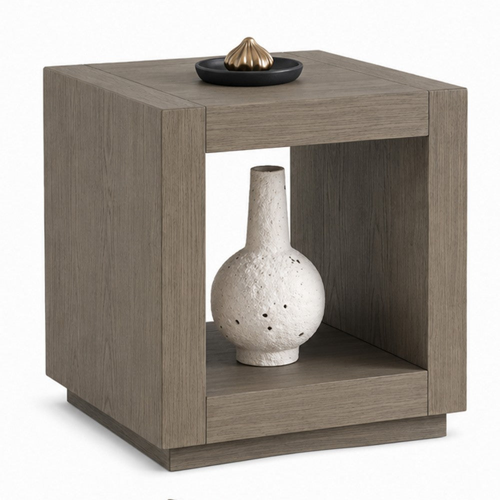 Dane Side End Table | 20" Cubic | Open Shelf | Natural Oak Gray Finish