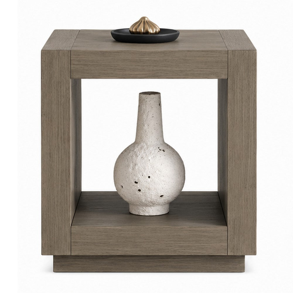 Dane Side End Table | 20" Cubic | Open Shelf | Natural Oak Gray Finish