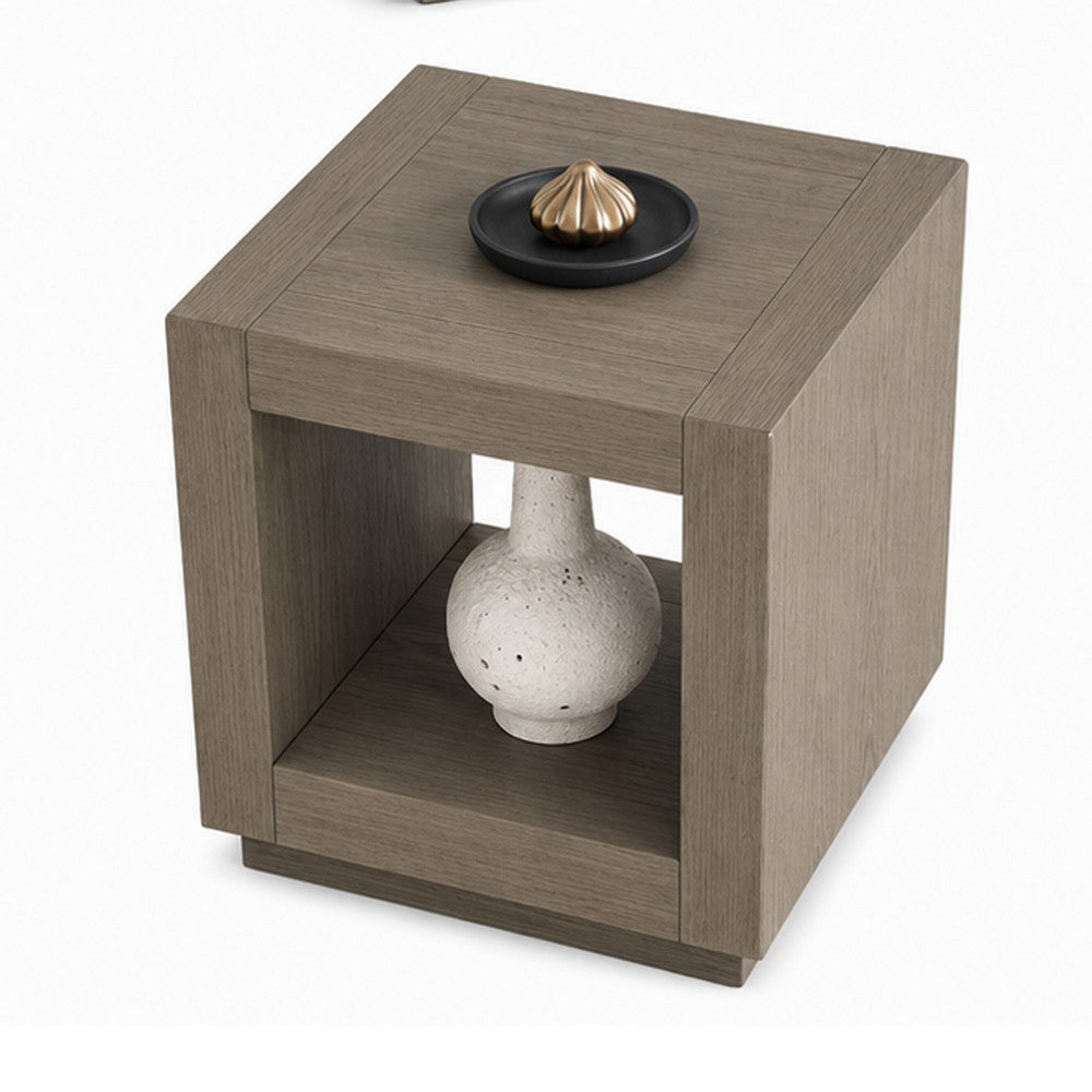Dane Side End Table | 20" Cubic | Open Shelf | Natural Oak Gray Finish