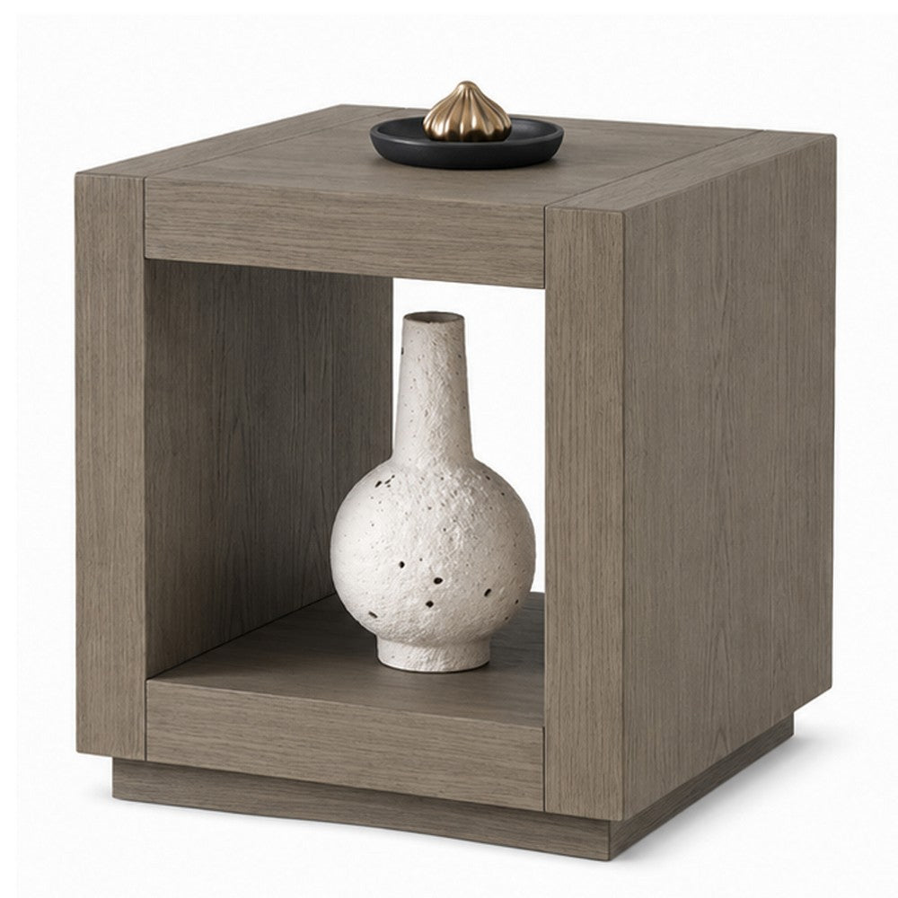 Dane Side End Table | 20" Cubic | Open Shelf | Natural Oak Gray Finish