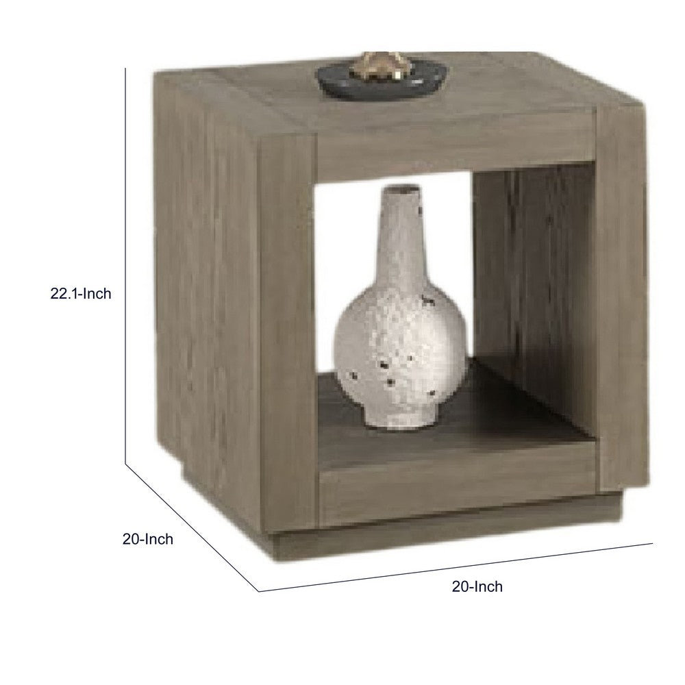 Dane Side End Table | 20" Cubic | Open Shelf | Natural Oak Gray Finish