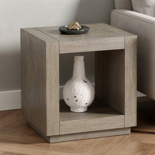 Dane Side End Table | 20" Cubic | Open Shelf | Natural Oak Gray Finish