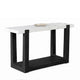 Sane Sofa Console Table | 50" White Faux Marble Top with Shelf | Black