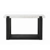 Sane Sofa Console Table | 50" White Faux Marble Top with Shelf | Black