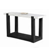 Sane Sofa Console Table | 50" White Faux Marble Top with Shelf | Black
