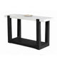 Sane Sofa Console Table | 50" White Faux Marble Top with Shelf | Black