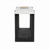Sane Sofa Console Table | 50" White Faux Marble Top with Shelf | Black