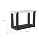 Sane Sofa Console Table | 50" White Faux Marble Top with Shelf | Black