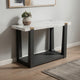 Sane Sofa Console Table | 50" White Faux Marble Top with Shelf | Black