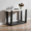 Sane Sofa Console Table | 50" White Faux Marble Top with Shelf | Black