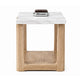 Sane Side End Table | 24" White Faux Marble Top with Shelf | Brown