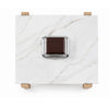 Sane Side End Table | 24" White Faux Marble Top with Shelf | Brown
