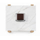 Sane Side End Table | 24" White Faux Marble Top with Shelf | Brown