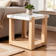 Sane Side End Table | 24" White Faux Marble Top with Shelf | Brown