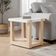 Sane Side End Table | 24" White Faux Marble Top with Shelf | Brown
